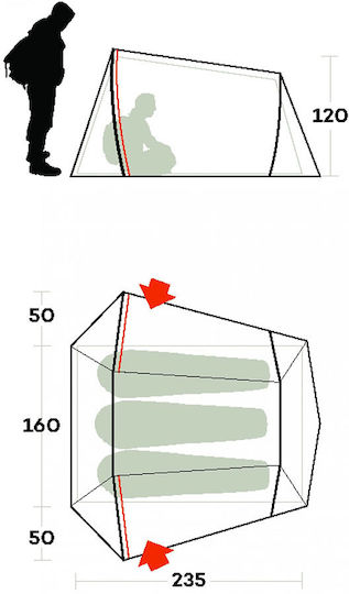 Ferrino Lightent Pro 3 Camping Tent Tunnel Green with Double Cloth 4 Seasons for 1 Person Waterproof 3000mm 260x235x120cm