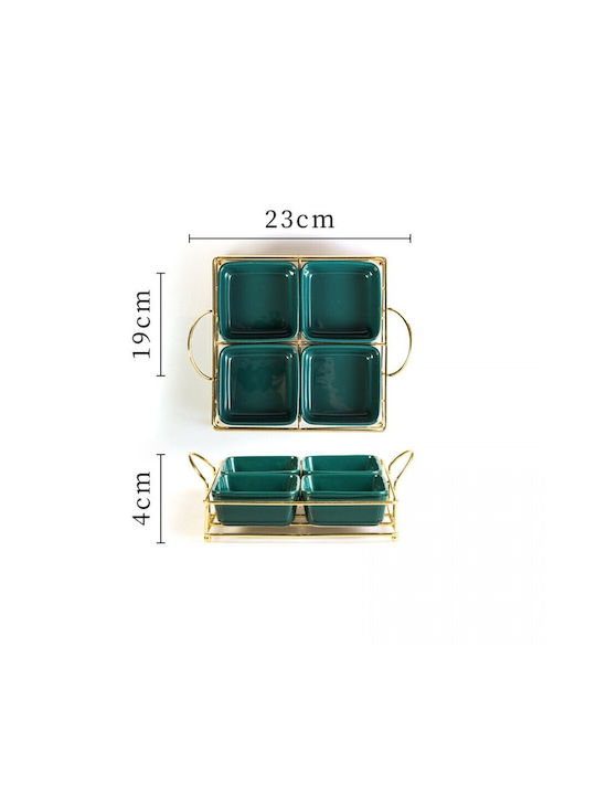 Etoile Ceramică Platou pentru aperitive 4 sloturi Verde L19xl23xH4cm 1buc Etoile Ceramică Platou pentru aperitive 4 sloturi Verde L19xl23xH4cm 1buc