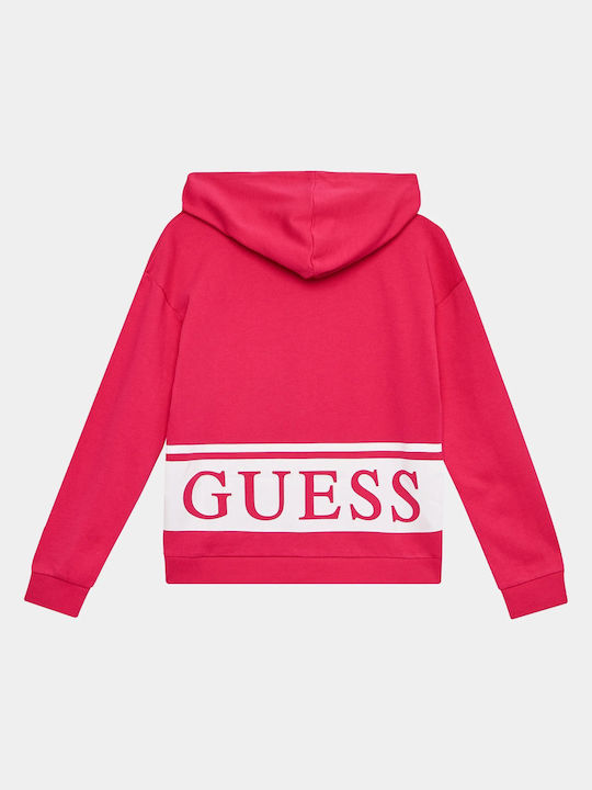 Guess Girls Hooded Sweatshirt with Zipper Fuchsia