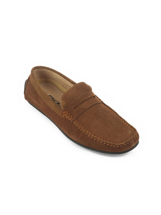 Fshoes Men's Leather Moccasins Tabac Brown