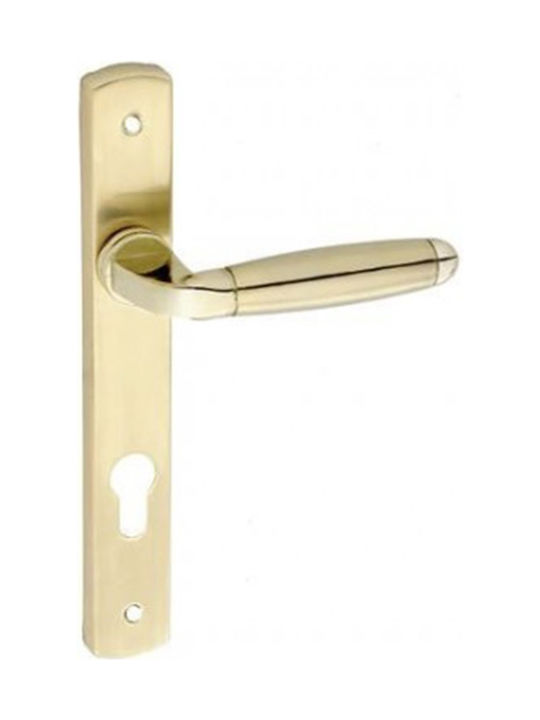 Import Hellas Lever Front Door with Plate Z-023 Z-023 Pair (Center Distance 85mm) Gold