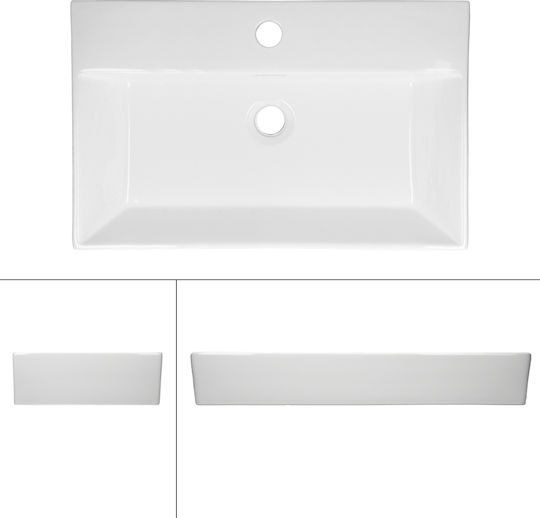 ECD Germany Wall Mounted Countertop Sink Ceramic 60.5x36x13cm White