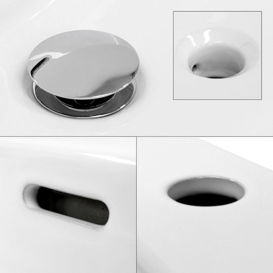 ECD Germany Wall Mounted Countertop Sink Ceramic 60.5x36x13cm White