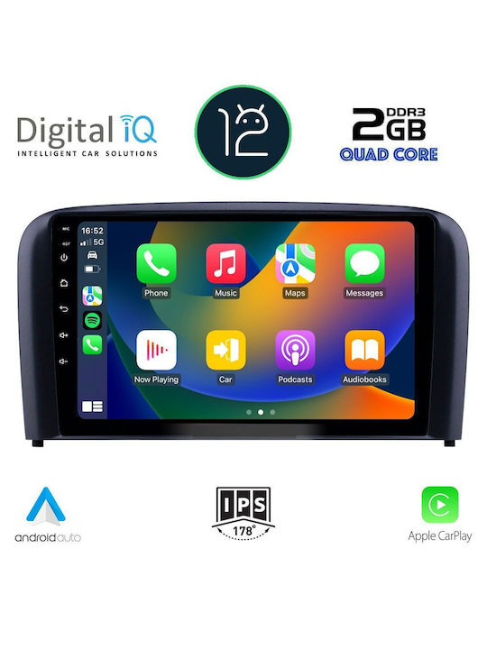 Digital IQ Car Audio System for Volvo S80 1998-2006 (Bluetooth/USB/WiFi/GPS/Apple-Carplay) with Touch Screen 9"