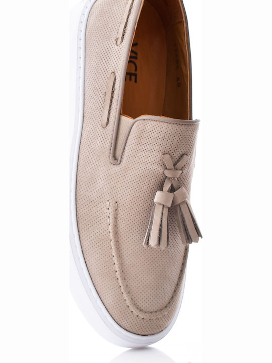 Leder Herren Mokassins in Beige Farbe