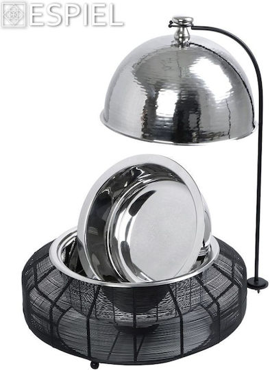 Espiel Metallic Fondue Pot with Tea Light Black 50x50x42cm