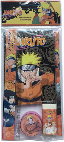 Gim Naruto Kids Stationery Set with Pencil, Sharpener, Eraser, Notepad, Ruler and Pencil Holder