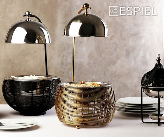 Espiel Chafing Dish Metallic Fondue Pot with Tea Light Black 25x25x30cm