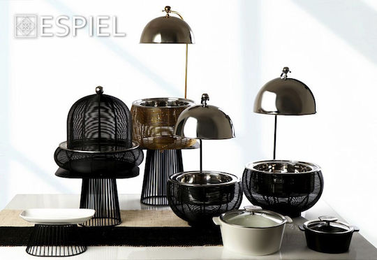 Espiel Chafing Dish Metallic Fondue Pot with Tea Light Black 25x25x30cm