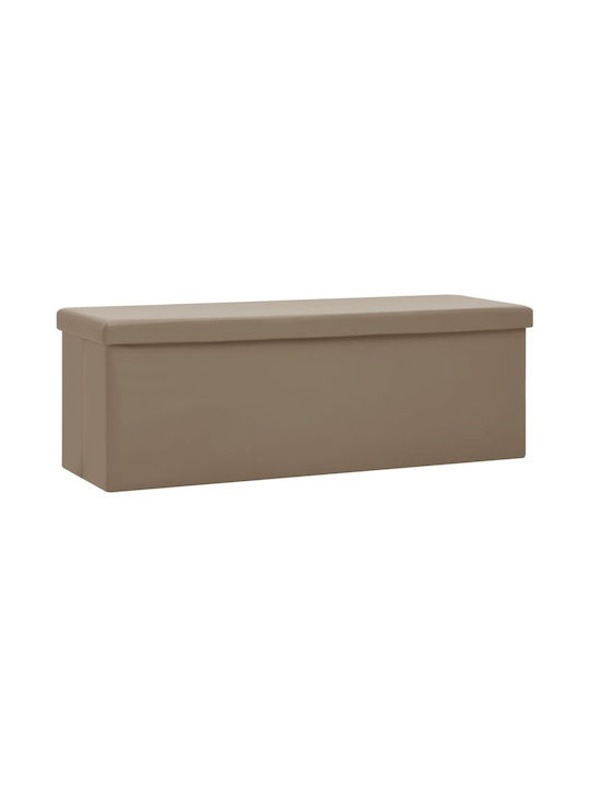 Stool Bench Stool Collapsible With Storage Space Upholstered with Fabric Brown 110x38x38cm