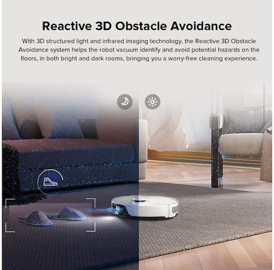 Roborock S8+ Robot Vacuum Cleaner with Laser Mapping & Suction Power 6000Pa White