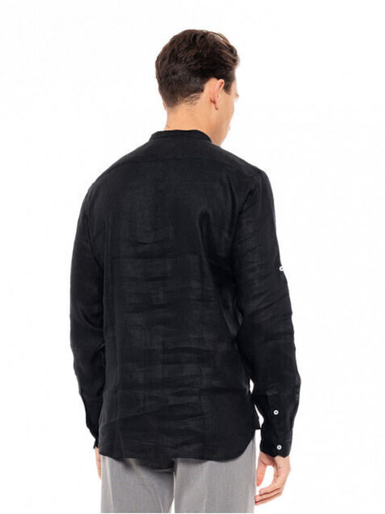 Long-sleeved Linen Shirt Black