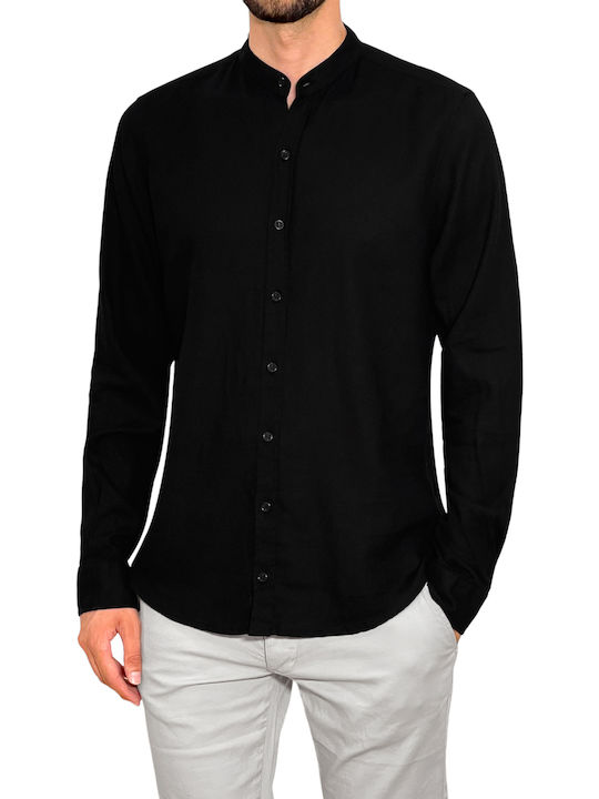 Long-sleeved Linen Shirt Black