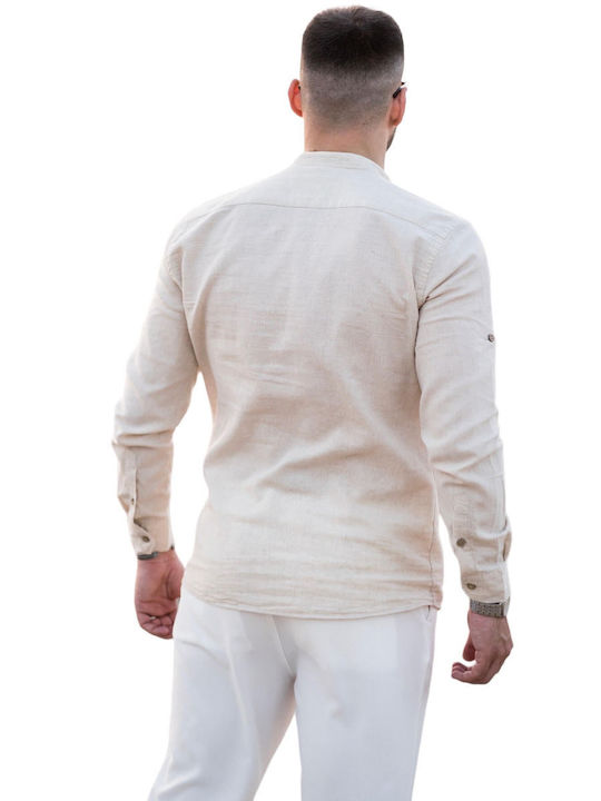 Long-sleeved Linen Shirt Beige