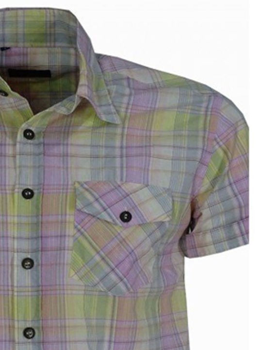 Luciano Faketti Men's Shirt Short Sleeve Checked Multicolour