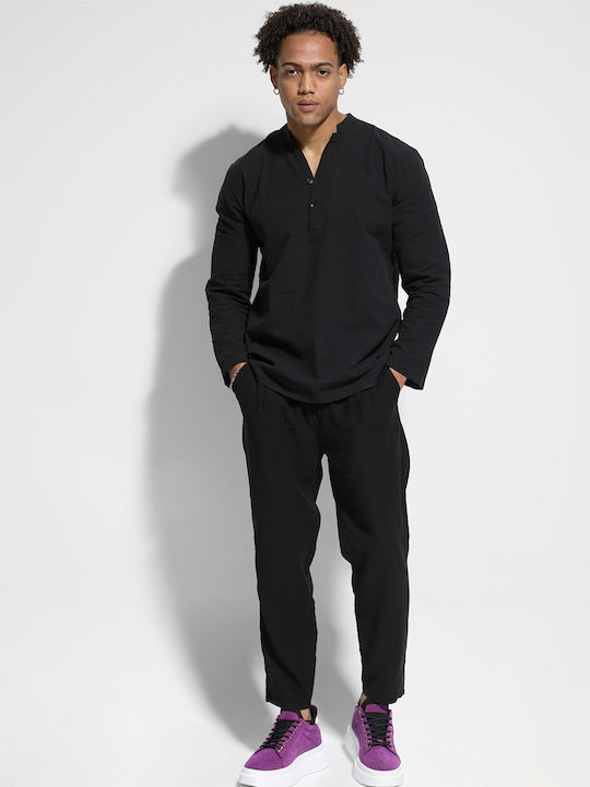 Tresor CALIFORNIA Men's Shirt with Long Sleeves Black