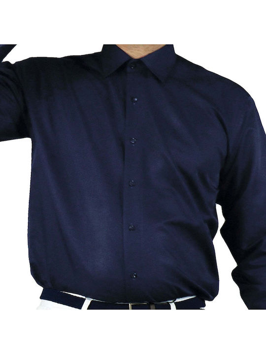Long-sleeved Cotton Shirt Navy Blue