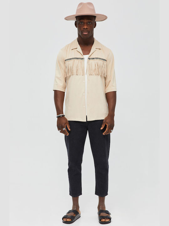 Aristoteli Bitsiani Herrenhemd Overshirt Langärmelig Beige