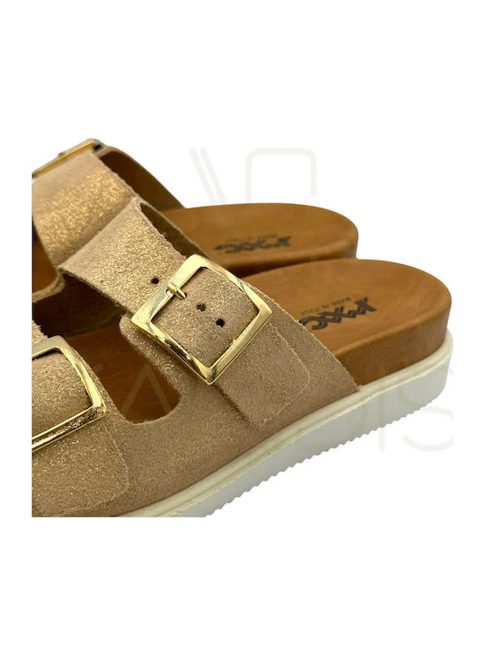 Δερμάτινα Γυναικεία Ανατομικά Σανδάλια Beige/Ecru