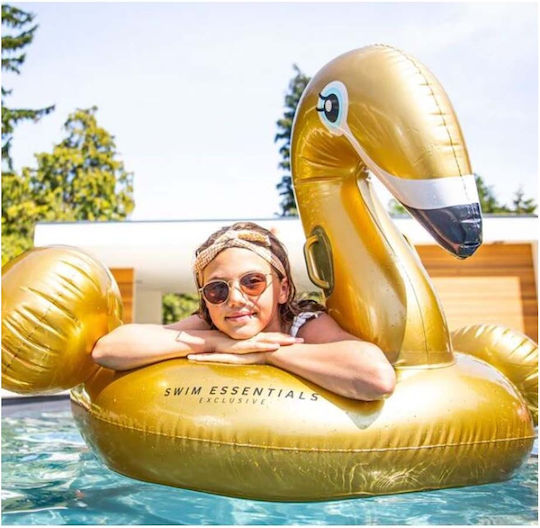 Swim Essentials Παιδικό Φουσκωτό Ride On Θαλάσσης Κύκνος Χρυσό 150cm
