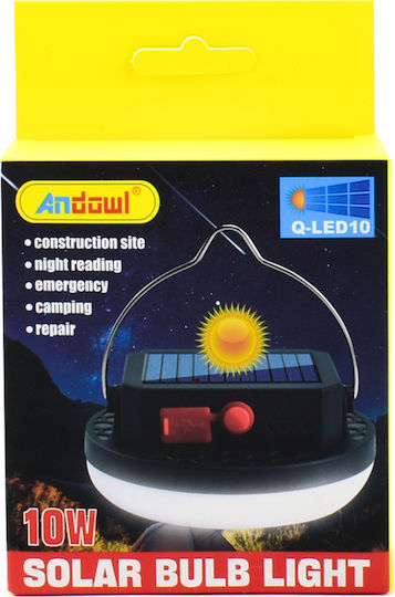 Andowl Lampă Solară Stradală 10W cu Alb Rece Lumină 6000K IP65 10.2bucx10.2bucx4.5buccm