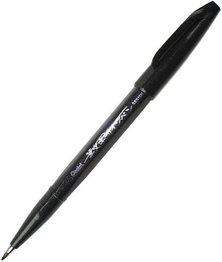 Pentel Brush Sign Pen Маркер 1мм Черен