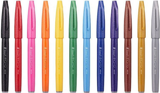 Pentel Brush Sign Pen Маркер 1мм Оранжев
