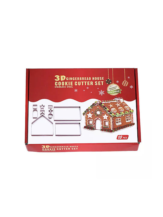 Sugar Love Gingerbread Σετ Χριστουγεννιάτικα Κουπ-πατ Μεταλλικα Ασημί 25x18.5x3x3εκ. 10τμχ