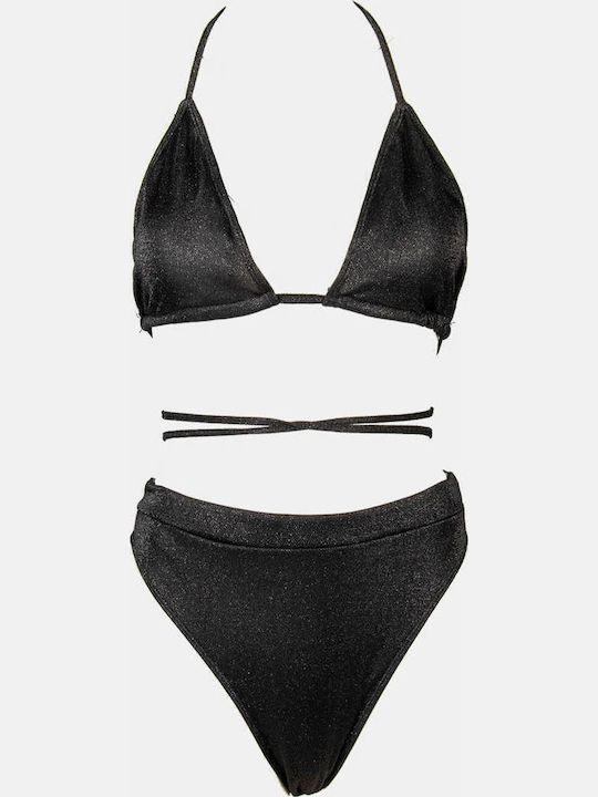 Bikini Set Triangle Top & Slip Bottom Gigi with Adjustable Straps Black