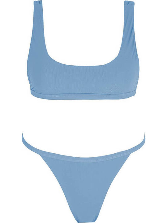 Gigi Sportiv Set Bikini Triunghi & Brazilia Talie înaltă Albastru deschis