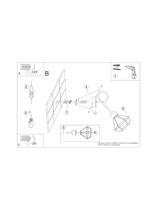 Sollux Artemis Modern Lamp Wall with Socket E14 Black 25x14x14cm