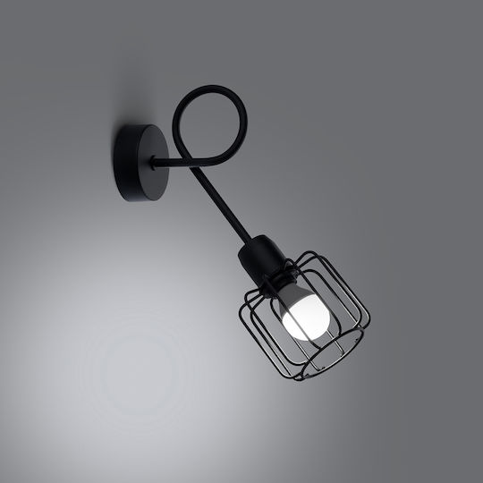 Sollux Beluci Modern Lamp Wall with Socket E14 Black 28x14x14cm