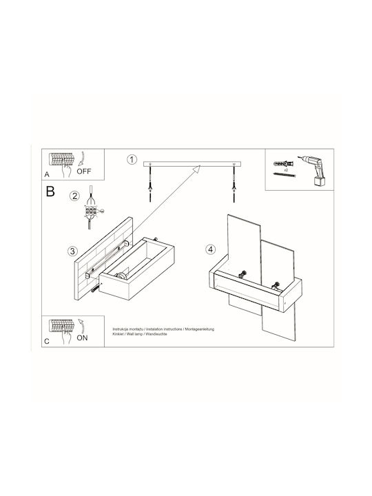 Sollux Feniks 1 Modern Leuchte Wand Braun 43x12x30cm