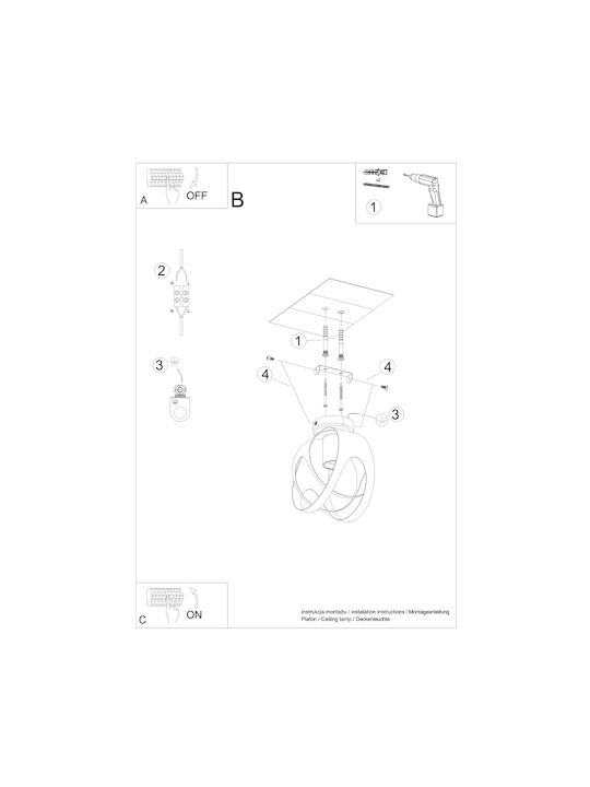 Sollux Tulos Modernă Metalică Plafonieră de tavan cu Dulie E27 16buc Negru