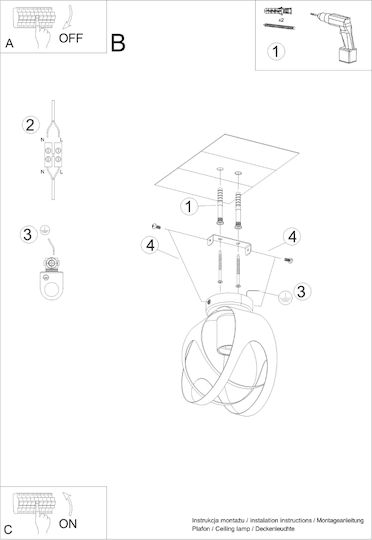 Sollux Tulos Deckenleuchte 16cm Weiß mit Fassung E27