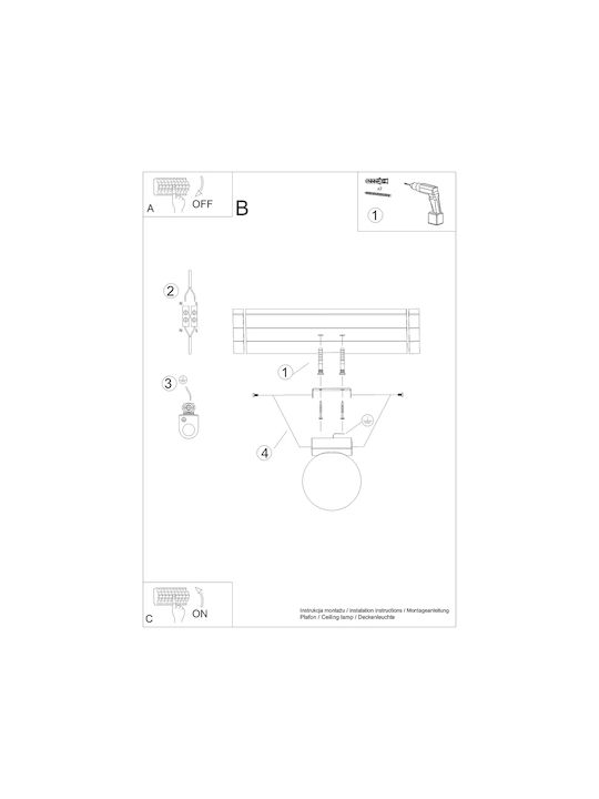 Sollux Ceiling Mount Light 23cm White with Socket G9