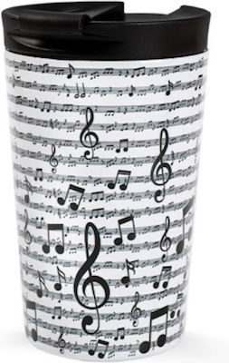 Total Gift Music Glas Thermosflasche Rostfreier Stahl BPA-frei Weiß