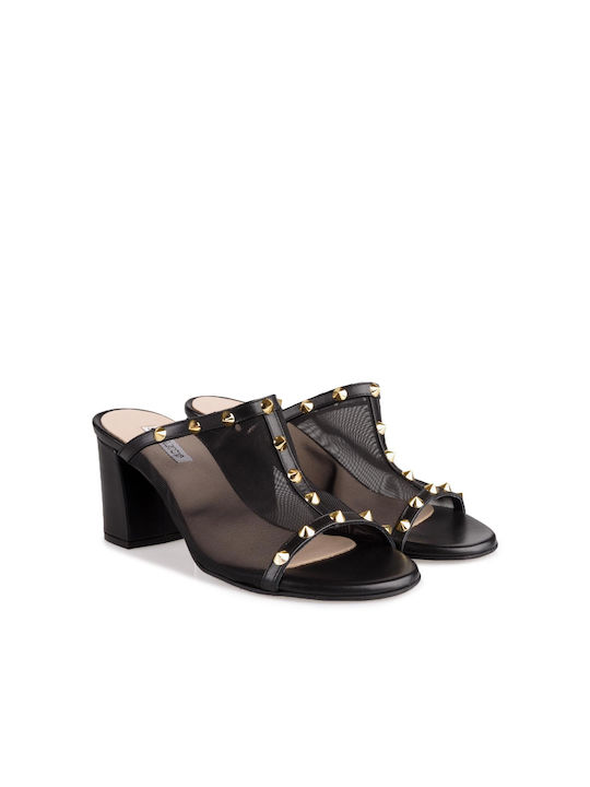 Sagiakos Chunky Heel Mules Black