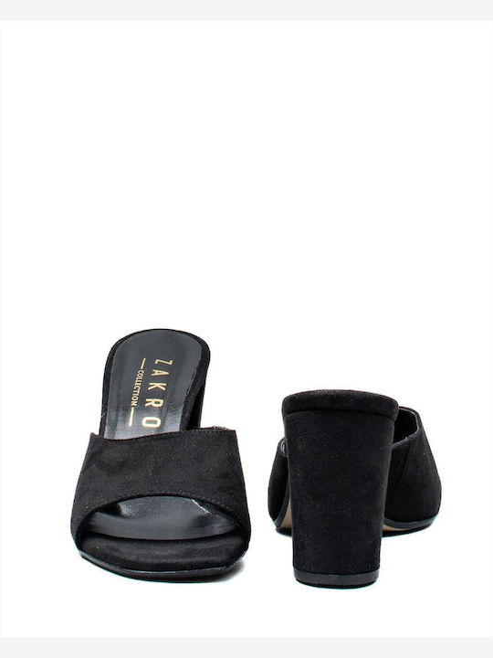 Zakro Collection Chunky Heel Mules Black