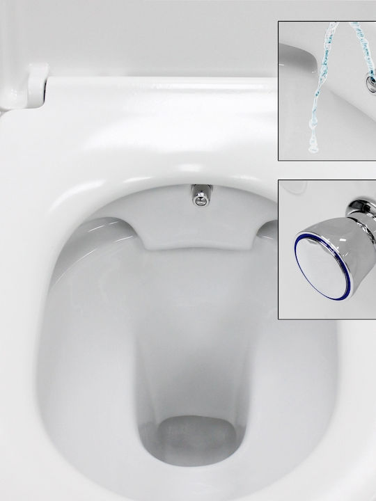 ECD Germany Toaletă montată pe perete cu Capac Duroplast și Bideu Albă