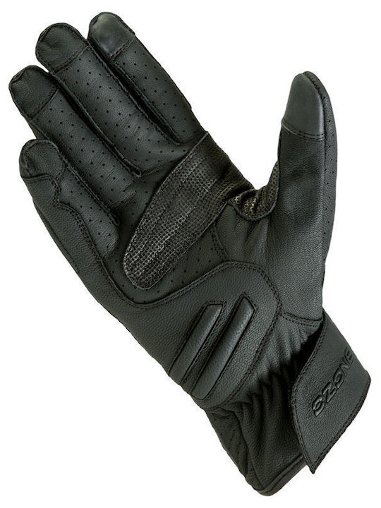 Ozone Men's Motorcycle Gloves Leather All Seasons Black
