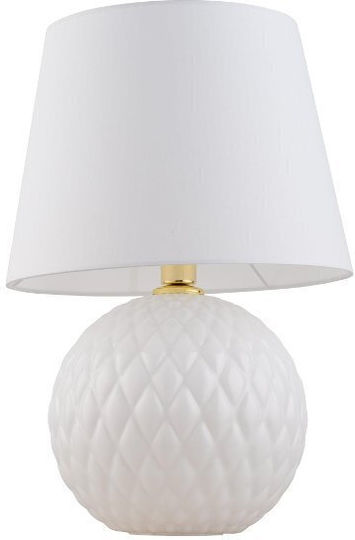 TK Lighting Santana Стъклена Настолна лампа за Цокъл E27 с Бежов Абажур и Основа