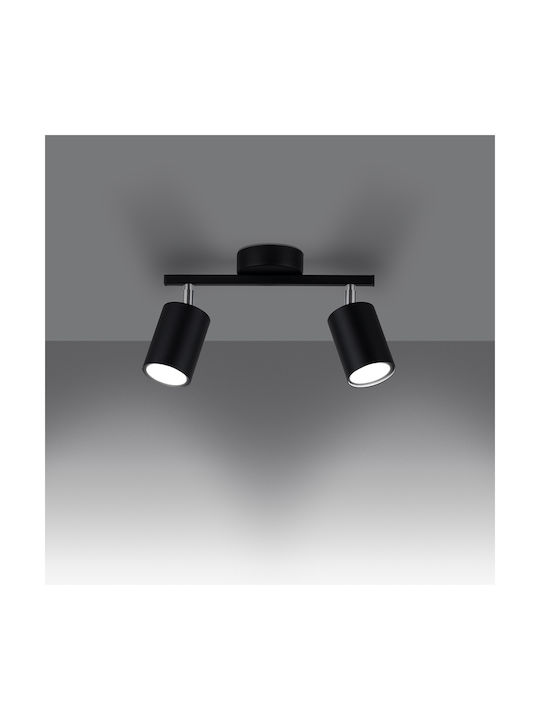 Sollux Double Spot with Socket GU10 in Black Color