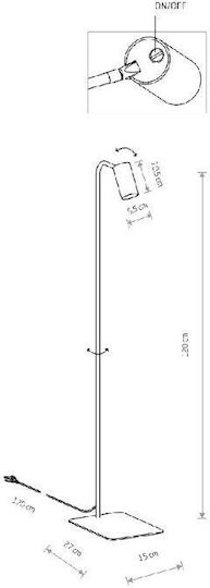 Nowodvorski Mono Floor Lamp H120xW15cm. with Socket for Bulb GU10 Black