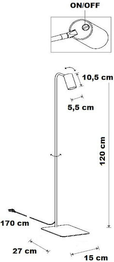 Nowodvorski Mono Floor Lamp H120xW15cm. with Socket for Bulb GU10 Black