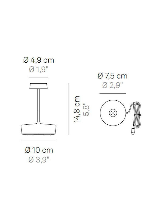 Zafferano Swap Mini Lampă De Masă LED Pentru Exterior 2W Cu Lumină Alb Cald IP65 Verde