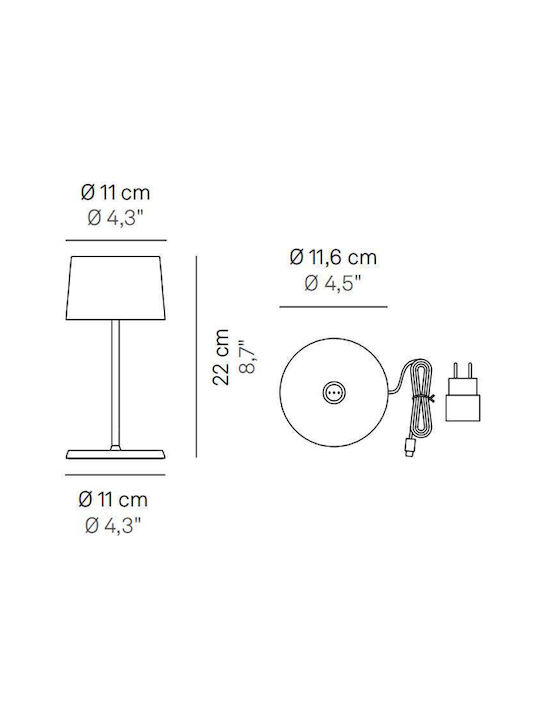 Zafferano Olivia Mini Επιτραπέζιo Φωτιστικό LED Εξωτερικού Χώρου 2.2W IP65 Λευκό