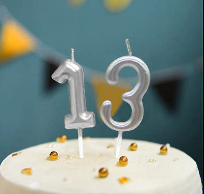 Birthday Candle Number "3" in Silver Color SDS-18553