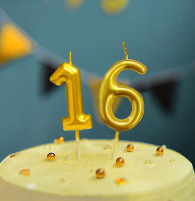 Birthday Candle Number "6" in Gold Color SDS-18546