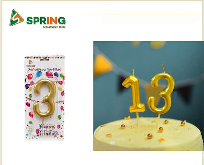 Birthday Candle Number "3" in Gold Color SDS-18543